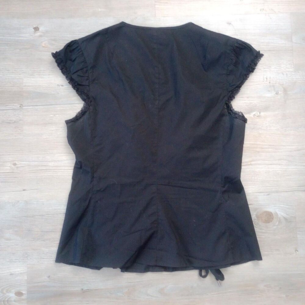 Y2K Black Corset Style Milkmaid Gothic Blouse - Picture 2 of 3